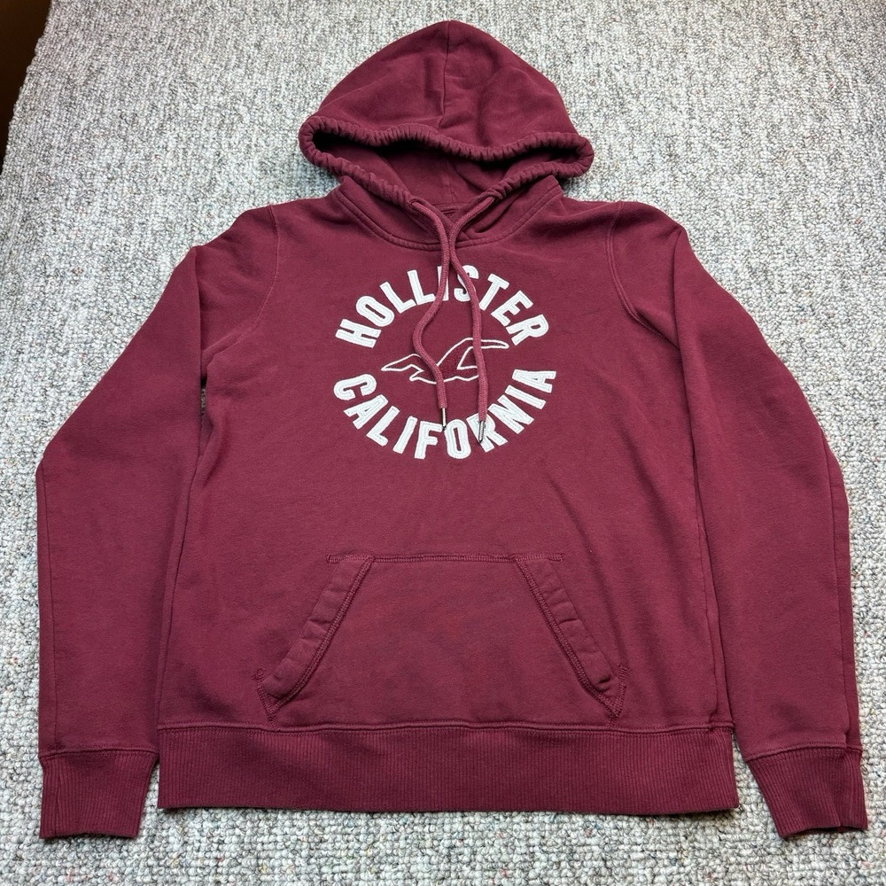Hollister California Hoodie Mens Small Pullover Long Sleeve Red Y2K